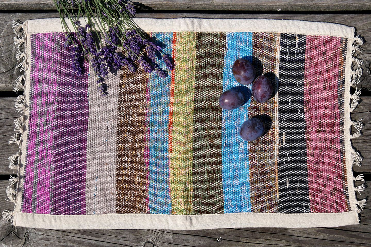 Tischset aus wildem Hanf oder Recycle-Sari, handgewebt