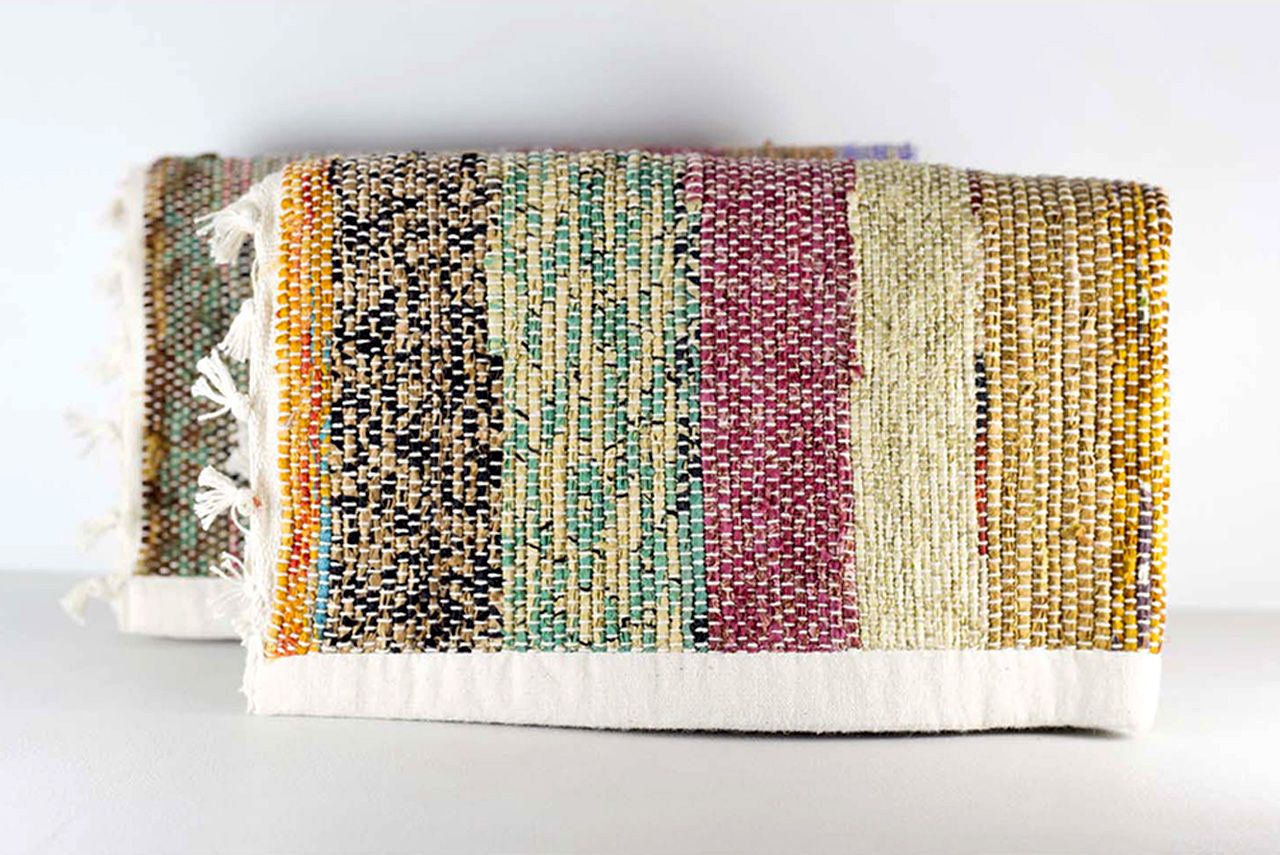 Tischset aus wildem Hanf oder Recycle-Sari, handgewebt
