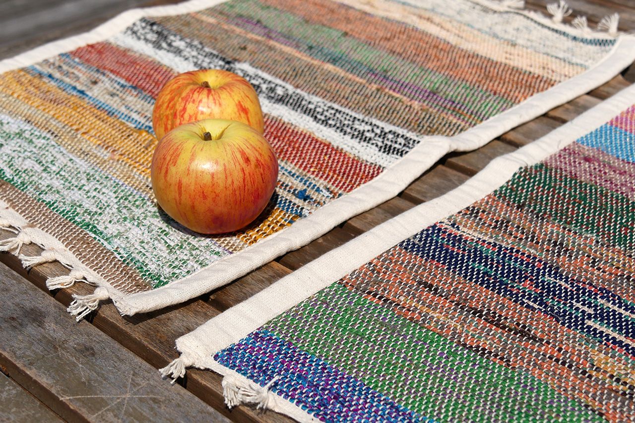 Tischset aus wildem Hanf oder Recycle-Sari, handgewebt