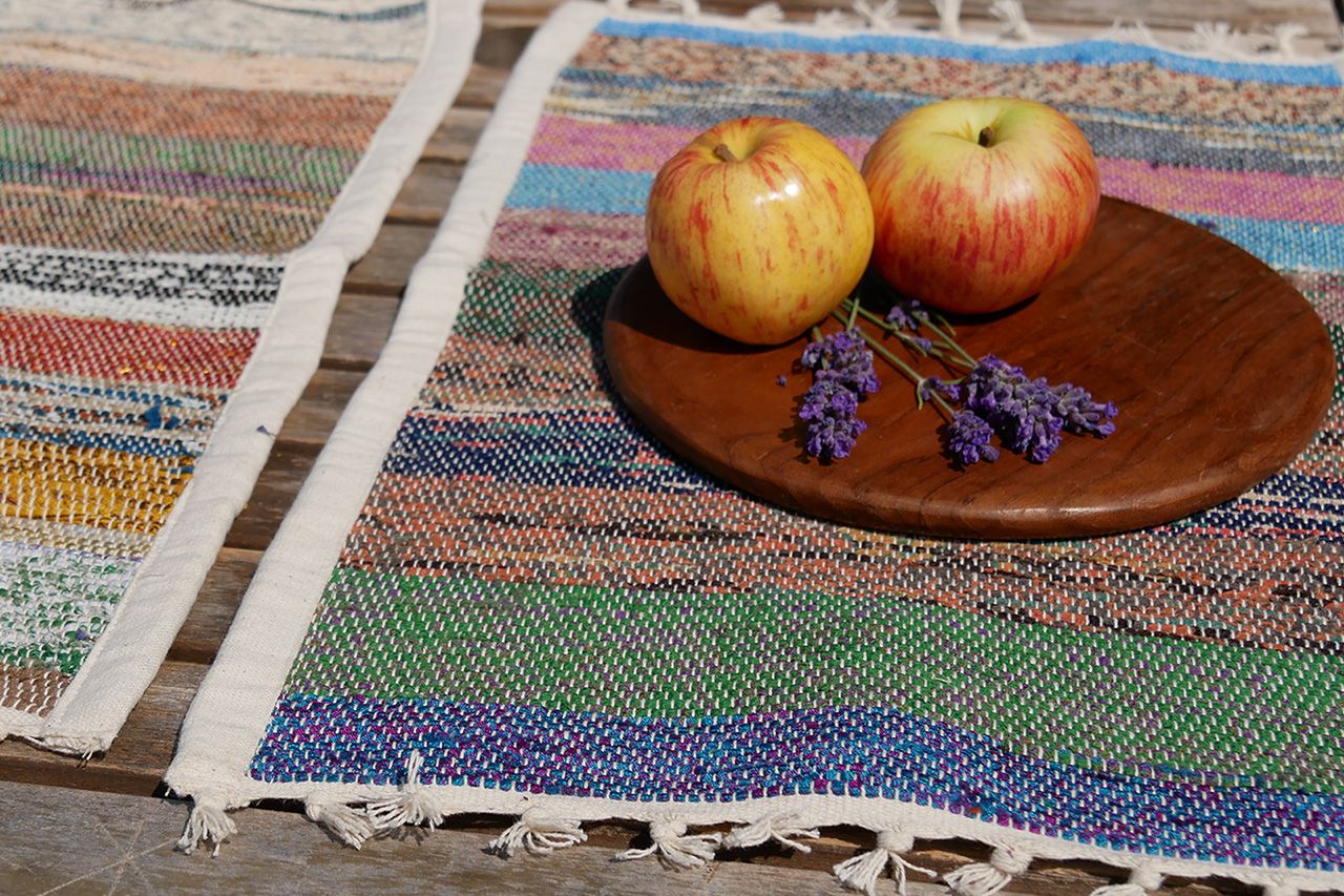 Tischset aus wildem Hanf oder Recycle-Sari, handgewebt