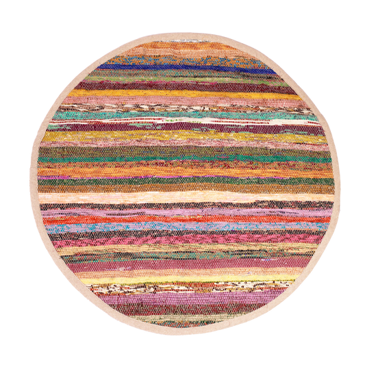 Runder Teppich, Tischdecke oder Wanddeko handgewebt aus Recycle Sari