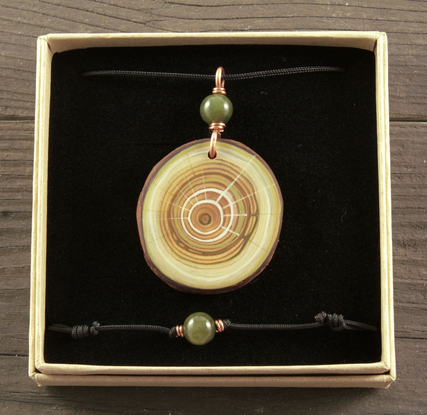 Schmuckset WASSER | Amulett und Armband aus Lärchenholz | handgemacht in Tirol