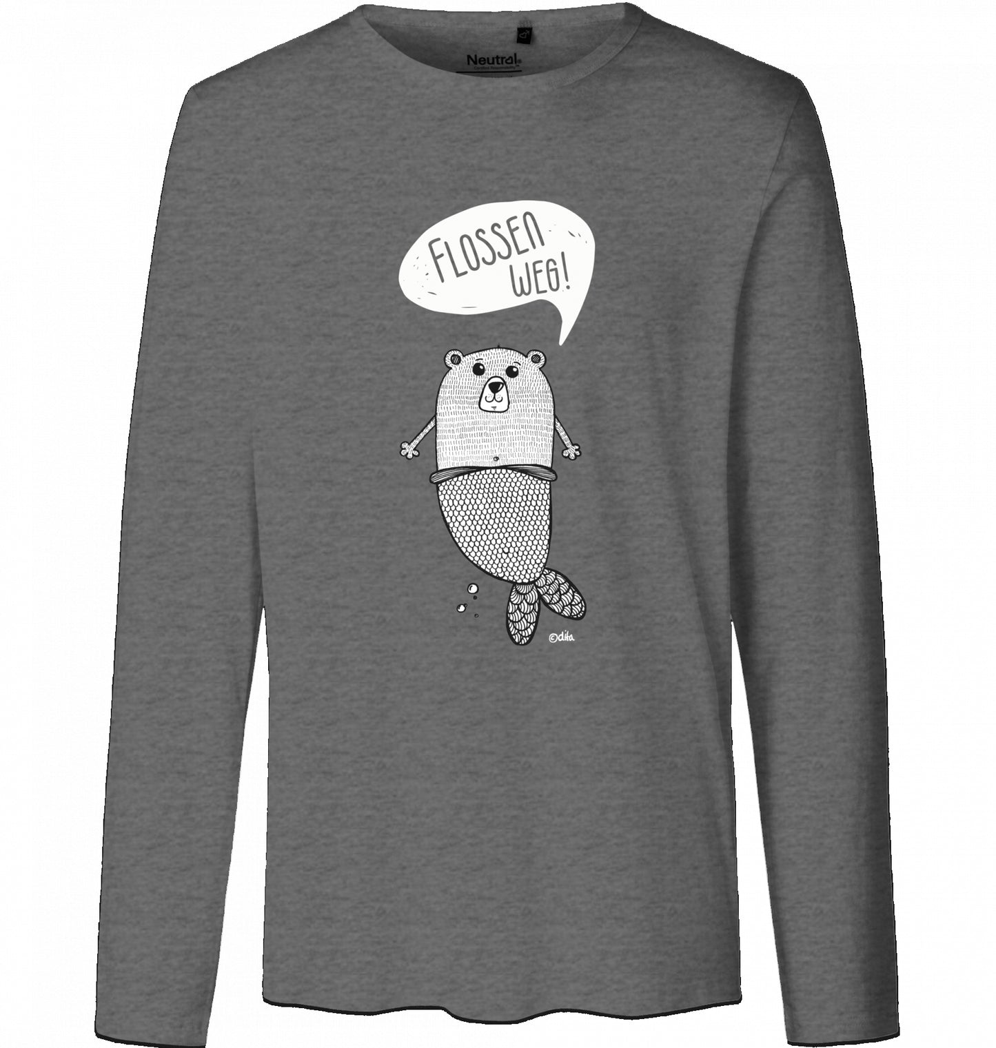 Men's Bio Long Sleeve Shirt FLOSSEN WEG | heller Druck auf Neutral Qualitätsshirt