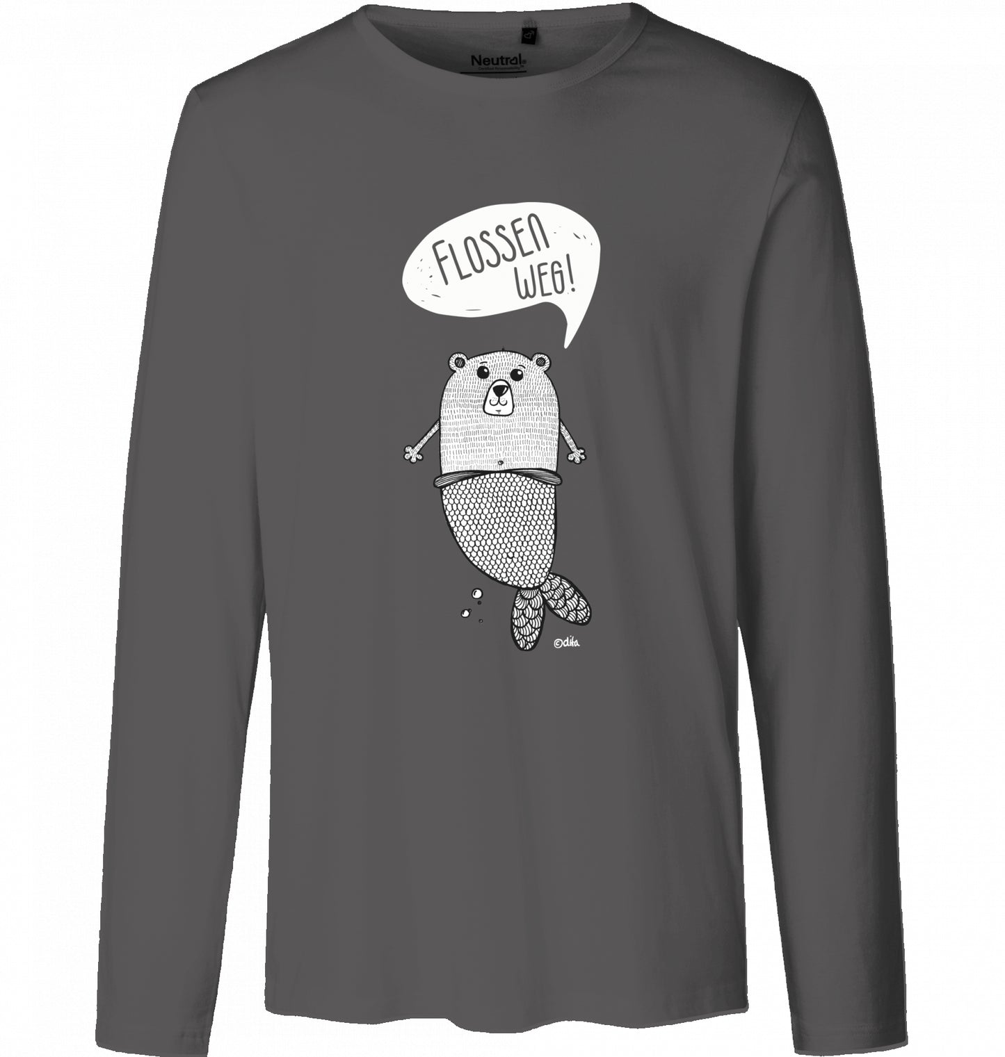 Men's Bio Long Sleeve Shirt FLOSSEN WEG | heller Druck auf Neutral Qualitätsshirt