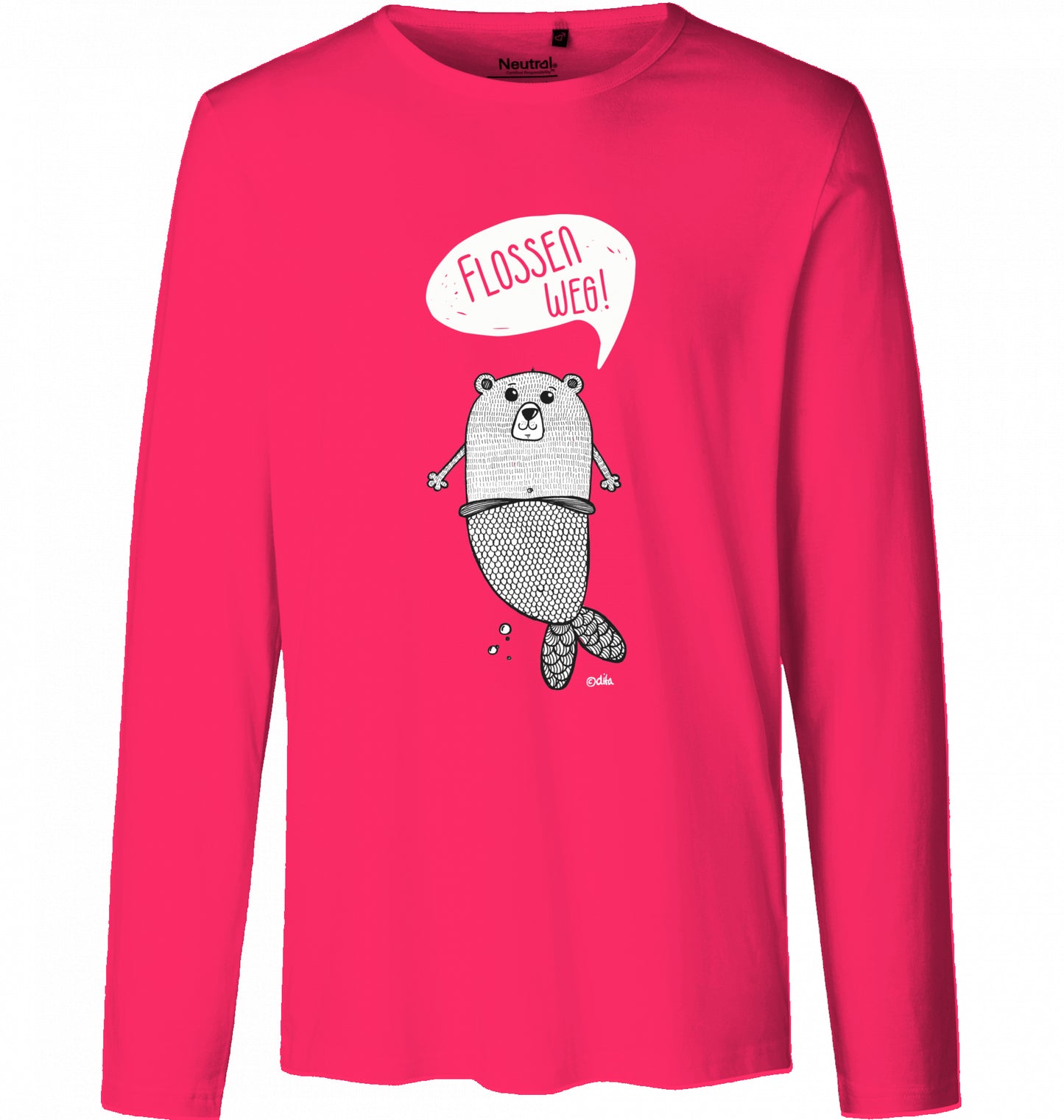 Men's Bio Long Sleeve Shirt FLOSSEN WEG | heller Druck auf Neutral Qualitätsshirt