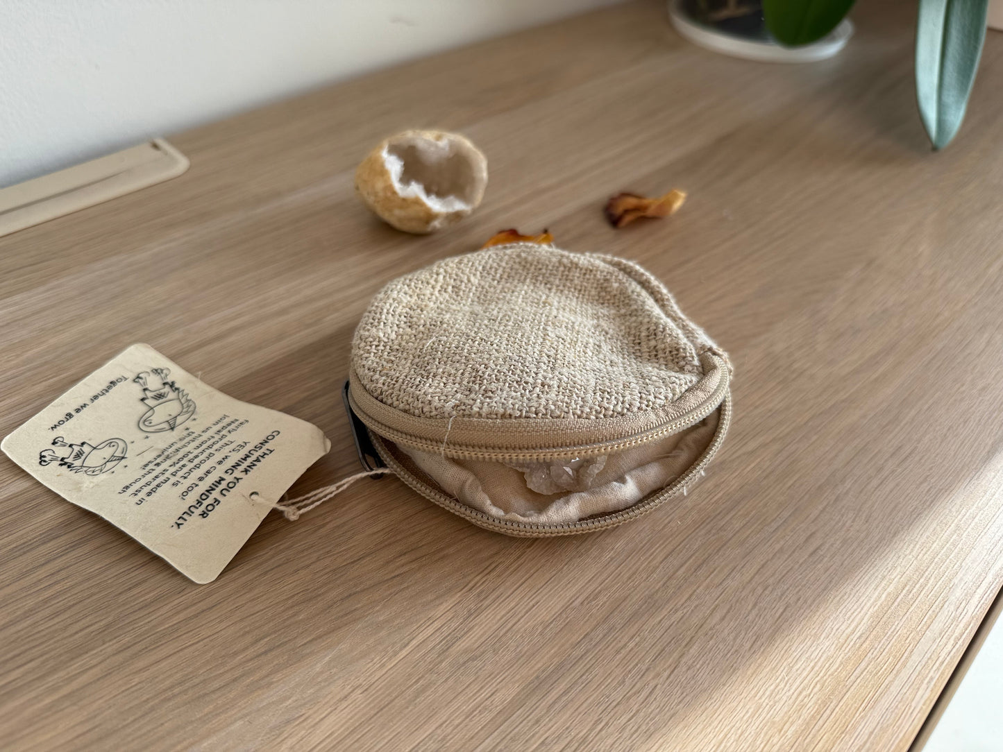 Kleine Runde Tasche aus Wildem Hanf | Ø 12 cm | Täschchen | Geldtasche | mit oder ohne Druck