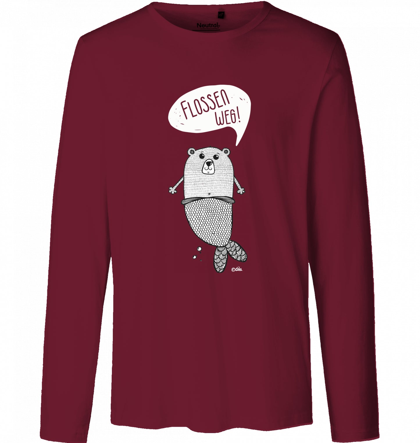 Men's Bio Long Sleeve Shirt FLOSSEN WEG | heller Druck auf Neutral Qualitätsshirt