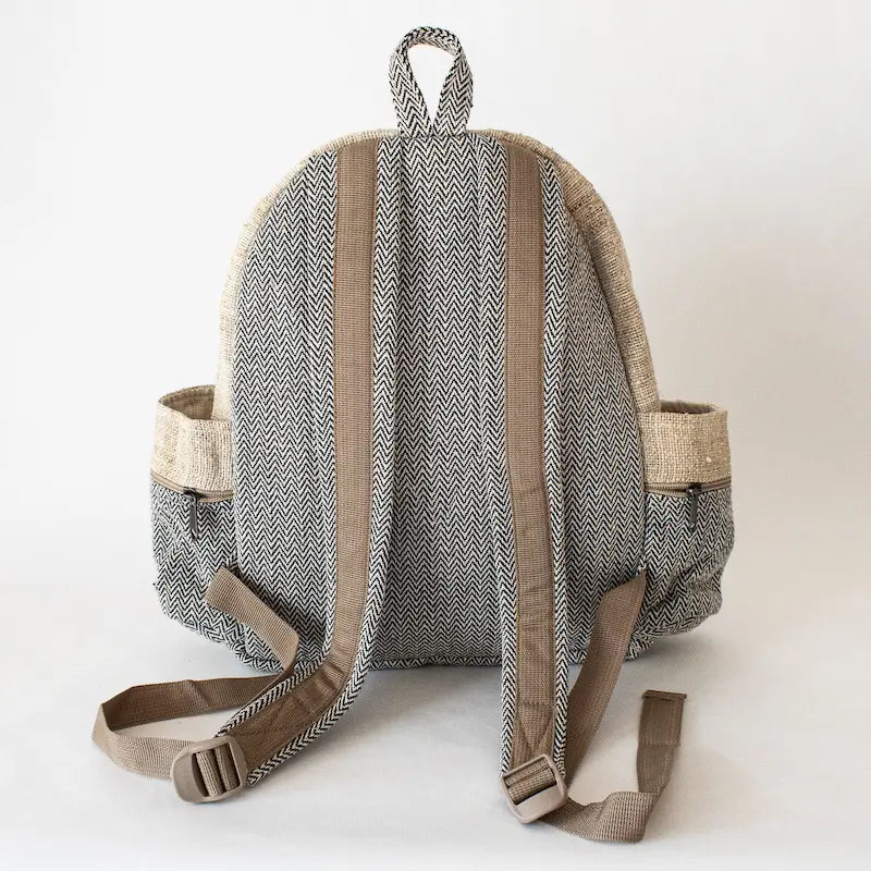 HH Rucksack RAMRI  – Hanfrucksack nachhaltig aus Nepal-grau-back