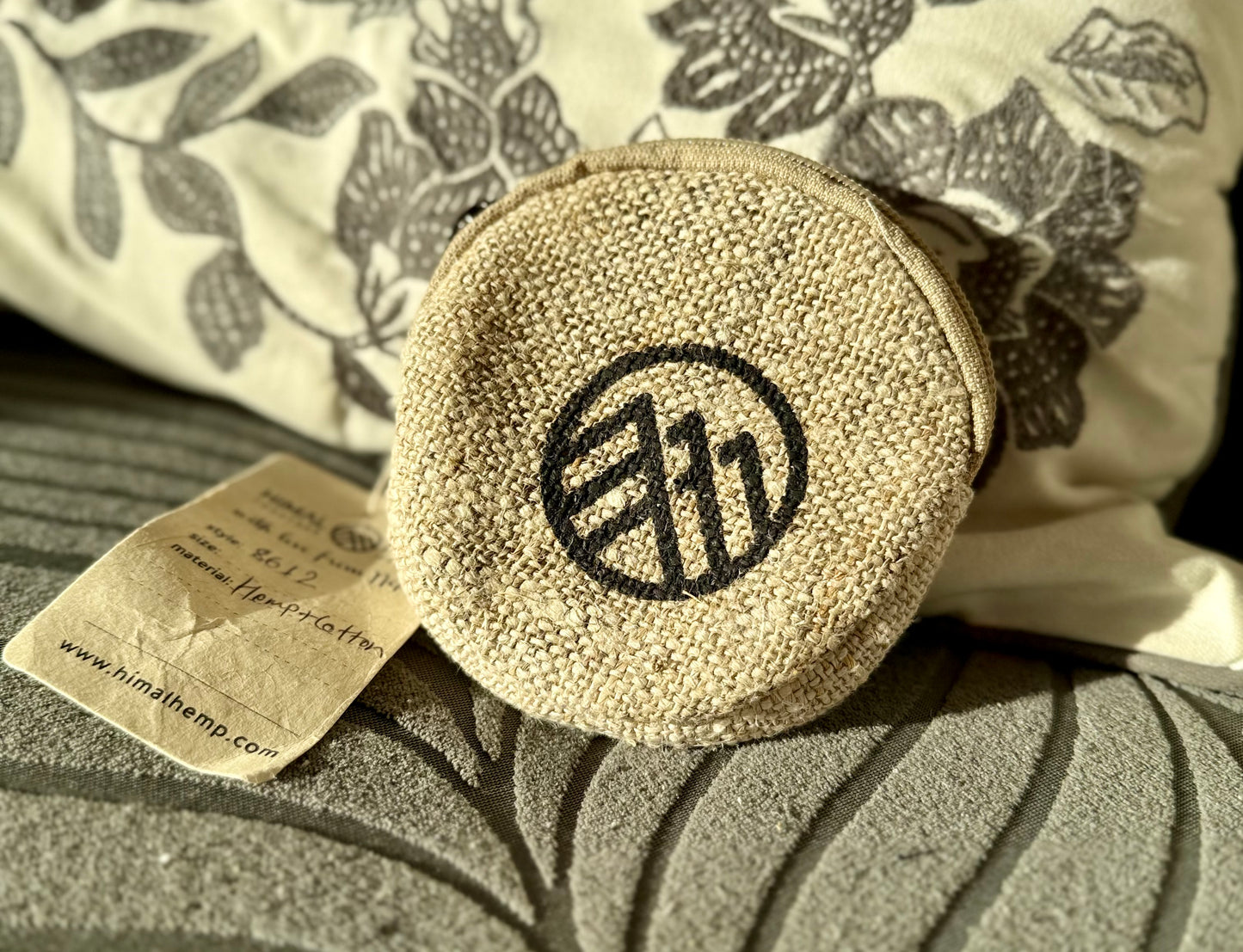 Kleine Runde Tasche aus Wildem Hanf | Ø 12 cm | Täschchen | Geldtasche | mit oder ohne Druck