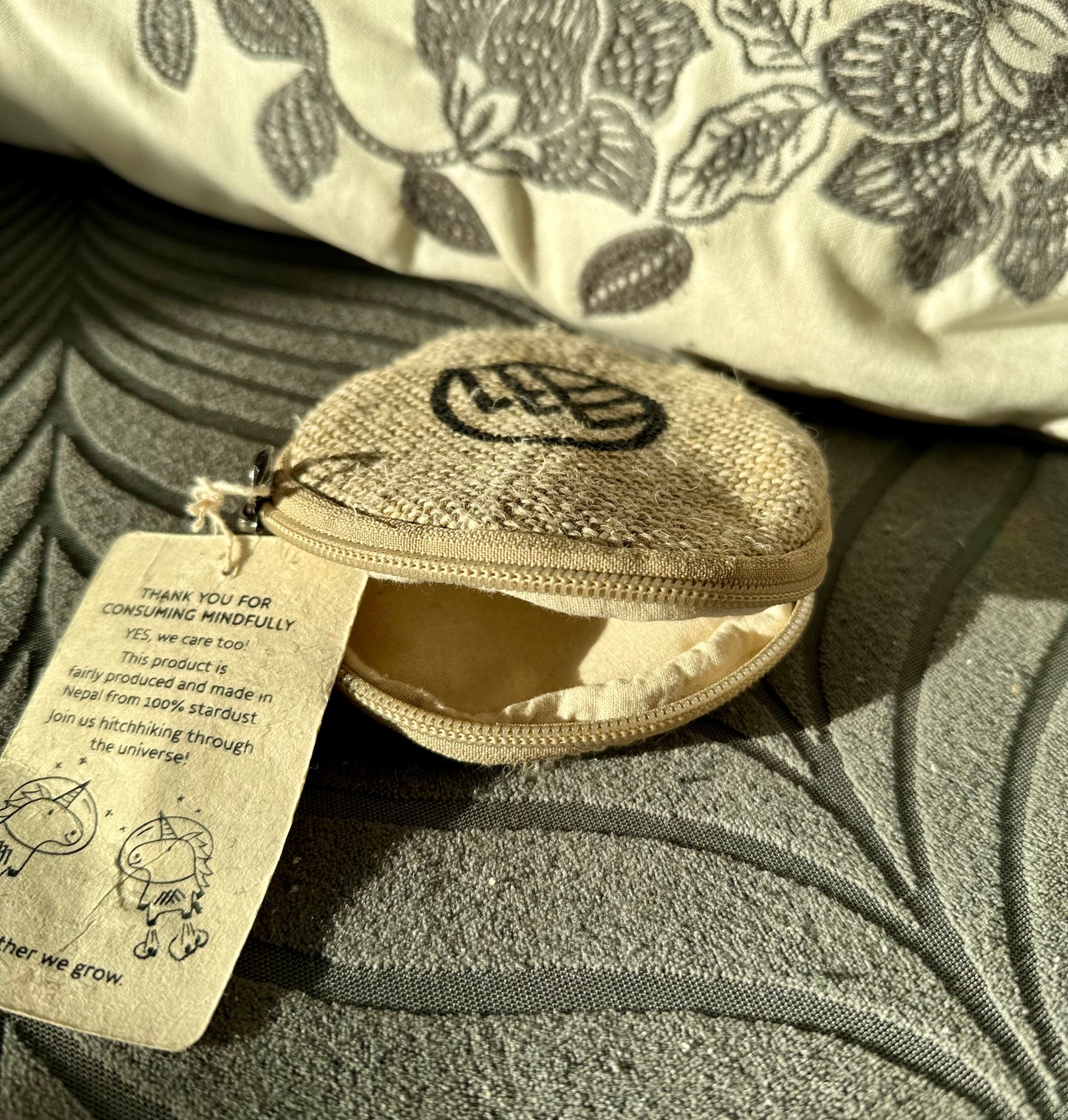 Kleine Runde Tasche aus Wildem Hanf | Ø 12 cm | Täschchen | Geldtasche | mit oder ohne Druck