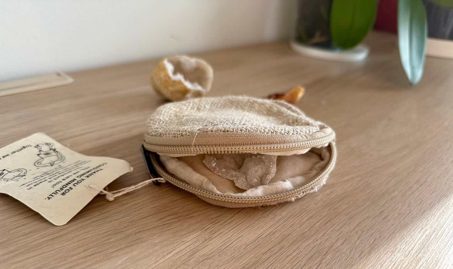 Kleine Runde Tasche aus Wildem Hanf | Ø 12 cm | Täschchen | Geldtasche | mit oder ohne Druck