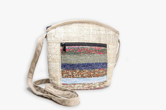 Handtasche CHEKKA Bag aus wildem Hanf und Recycle-Sari