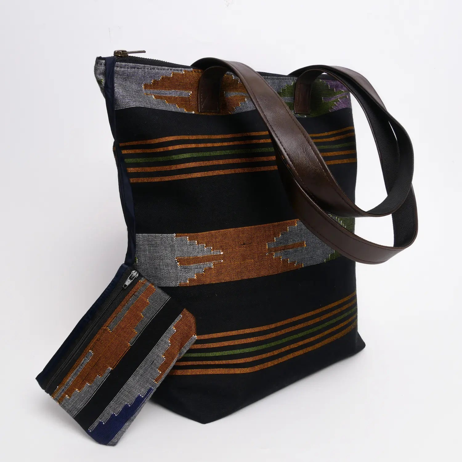 HH Shopper/Tasche aus Dhaka-Stoffen (Tote Bag)-plus-geldtasche
