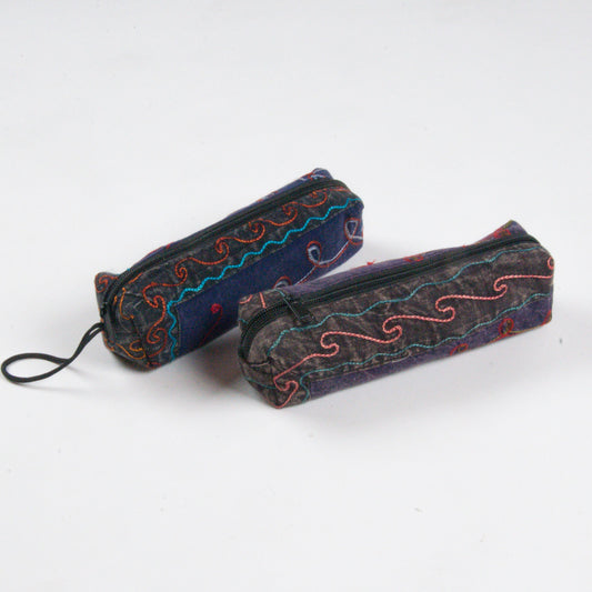 Federpenal bestickt - fair produziert in Nepal für Himal Hemp (Federtasche / Pencil Box)