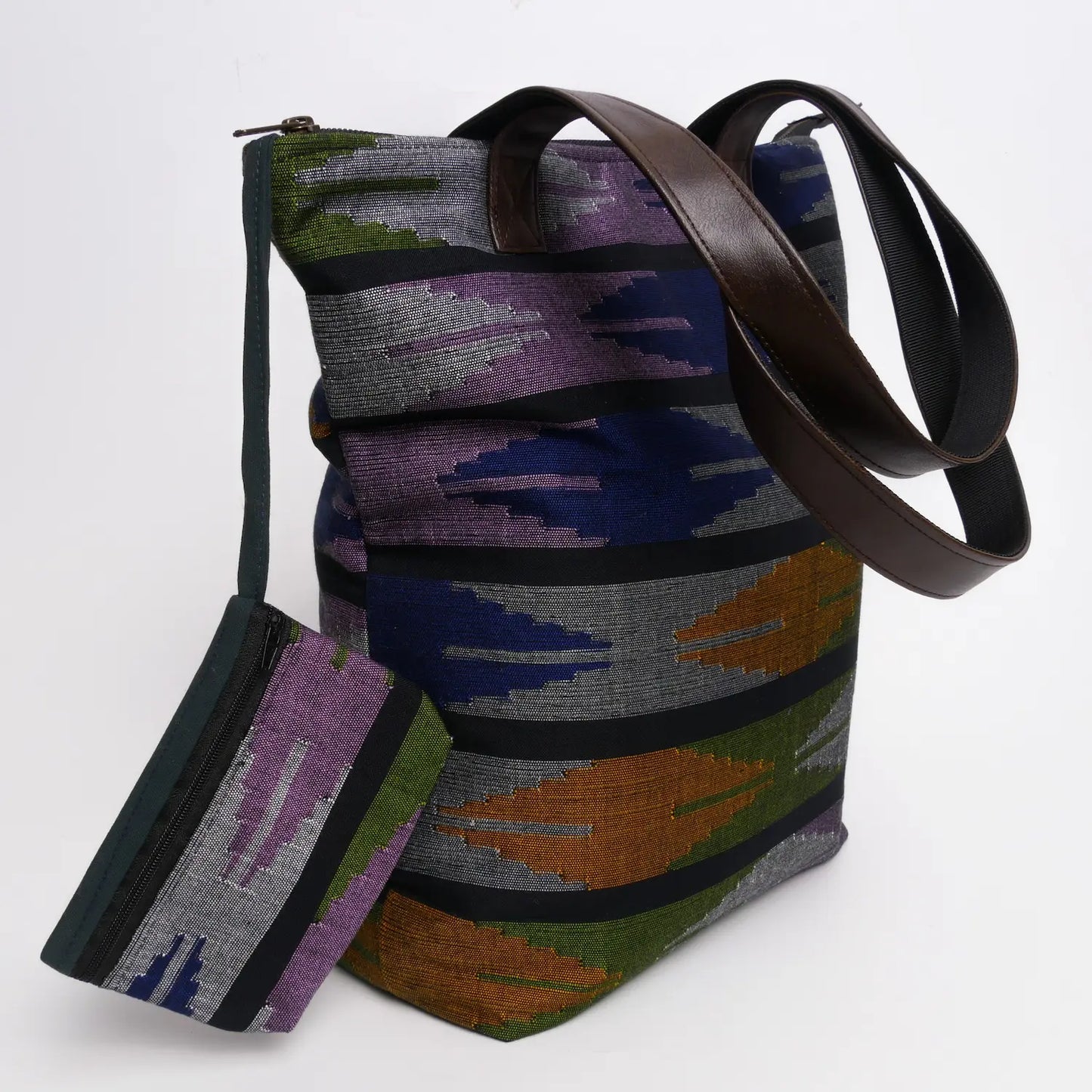 HH Shopper/Tasche aus Dhaka-Stoffen (Tote Bag)-mit-kleiner-tasche